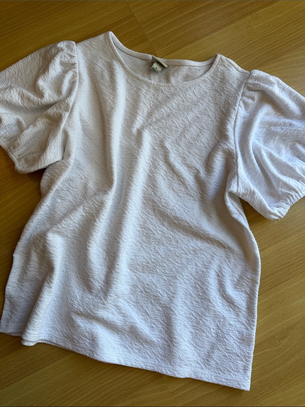 a new day White Textured Puff Sleeve Crewneck Top